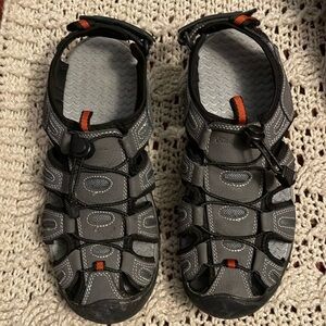 EDDIE BAUER / Tommy gray black fisherman cinch hiking‎ sandals Men’s size 10